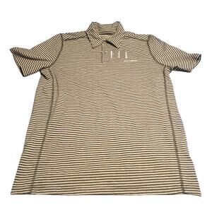 NEW Eddie Bauer Size S Two Button Polo Short Sleeve Gray Stiped Shirt Outdoor